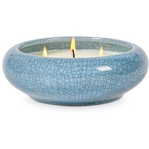 (NWT) FREEJAC Natural Soy 3 Wick Candle Ceramic "Crackle Bowl" - 12 Ounce